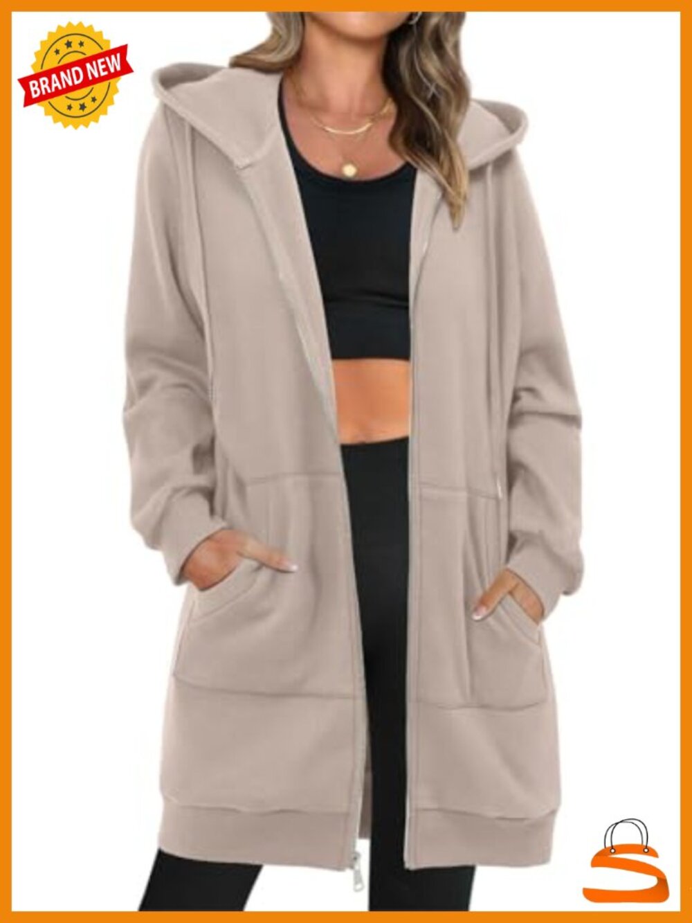 Oversized Zip Up Fleece Hoodie Long Sleeve Casual Sweatshirt with Pockets